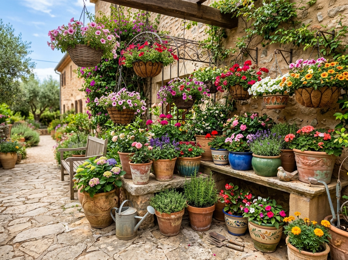 Pots & Hanging Baskets Example - Karur Rose Nursery
